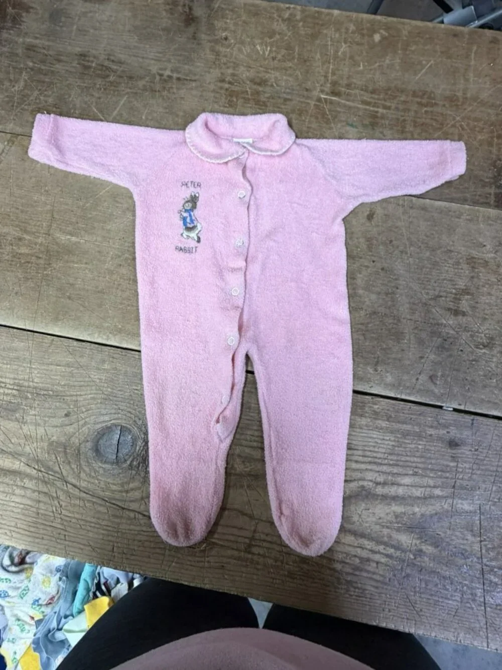 Vintage 1950s Peter Rabbit Pink Trimfit Terry Cloth Baby Sleeper Medium 11-18 LB